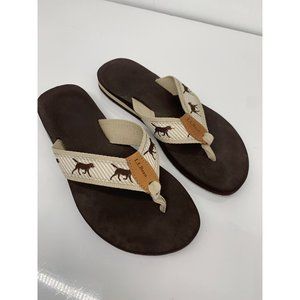 L.L. Bean Womans 8 MedTan Brown Dog Flip Flop Sandals